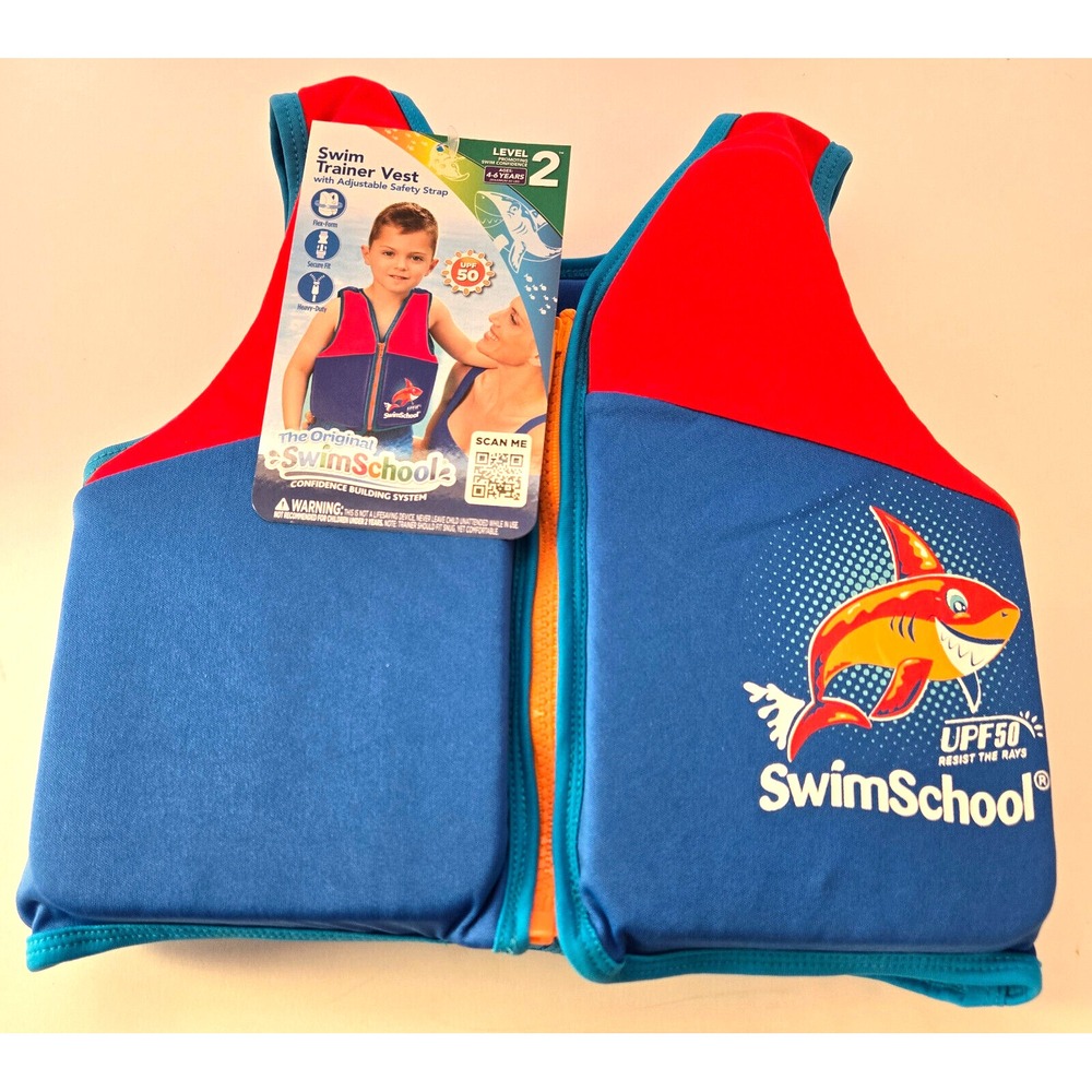 Swim School Swimming Vest Trainer Level 2 4-6 years old up to 50 lbs with UPF 50